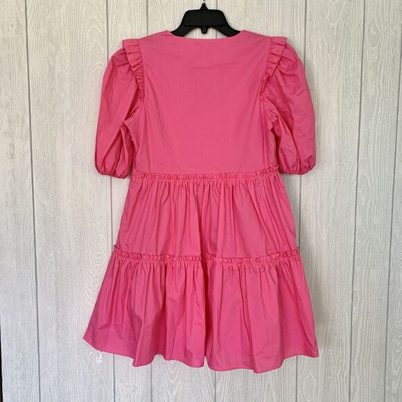 English Factory Pink Short Sleeve V-Neck Layered Dress Small NWOT - Picture 4 of 4